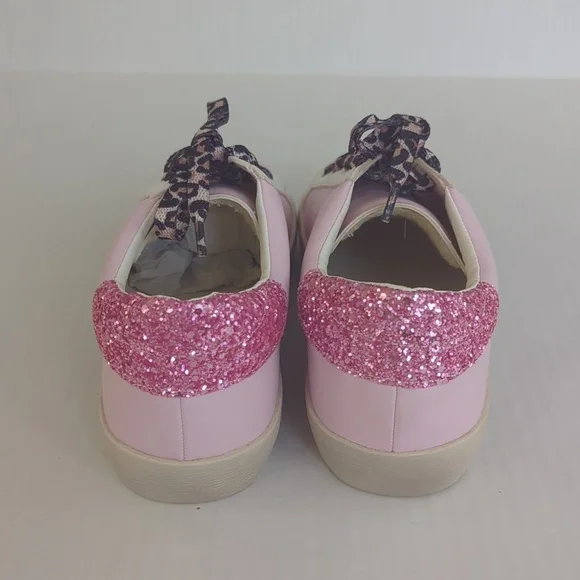 NIB Miracle Miles Skylar Glitter Star Converse Sneakers 7.5 Pink Lace Up - Picture 10 of 16